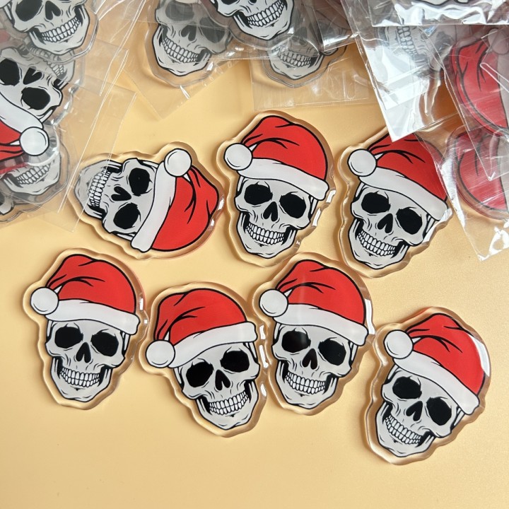 Skull Wearing Santa Hat Epoxy Acrylic Board