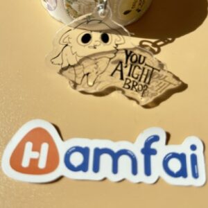 Transparent Acrylic Keychain With Animal Print And Text