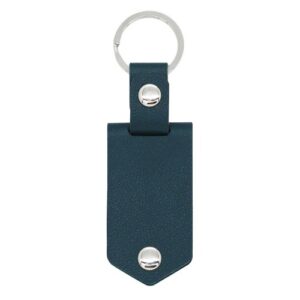 Dark Blue Leather Keychain