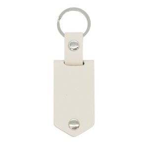 White Leather Keychain